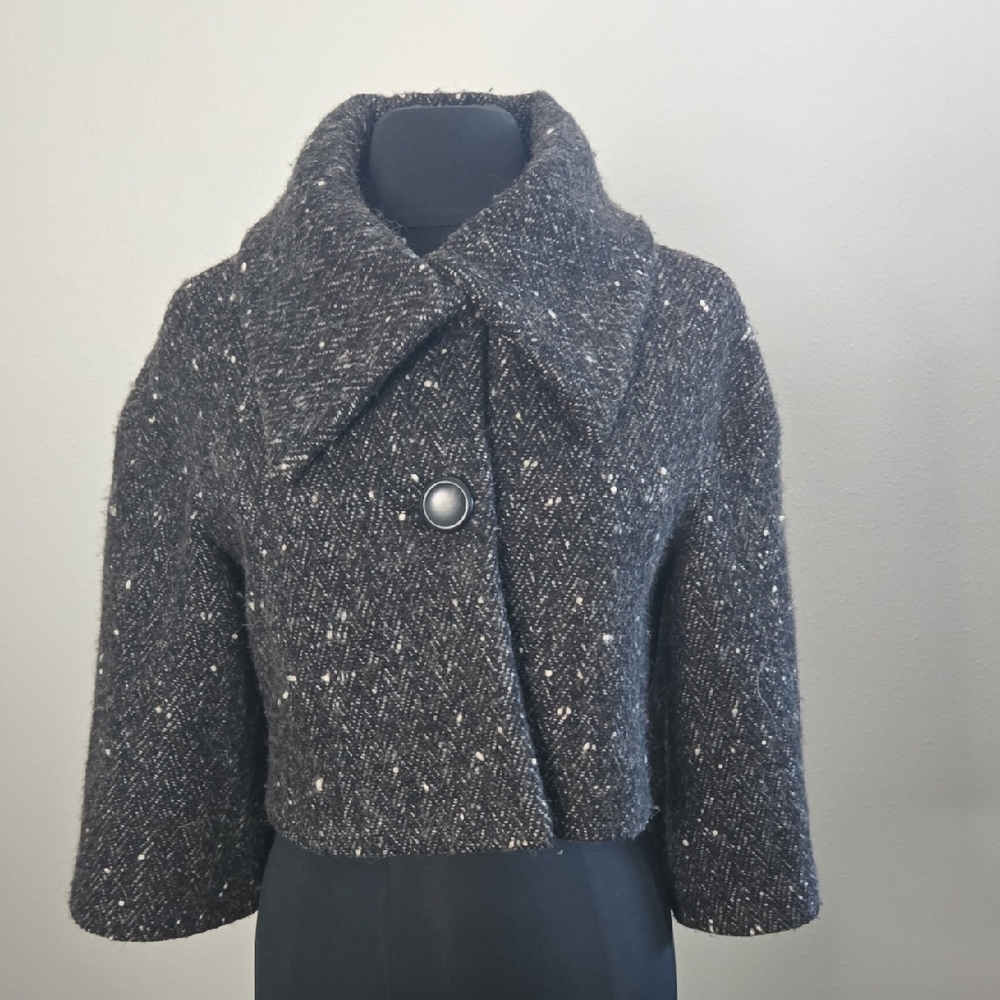 UNITED COLORS OF BENETTON Black Tweed Crop Swing Jacket - Picture 4 of 10